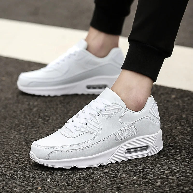 Białe Skórzane Sneakersy Męskie z Wysoką Podeszwą | Nowoczesny Styl Miejski